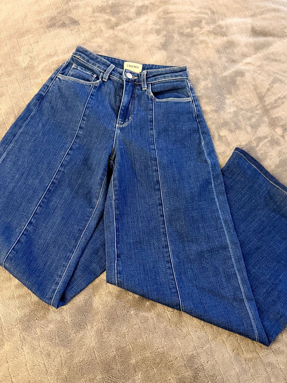 L'AGENCE Wide-Leg Paneled Denim Jeans - Blue Size 23
